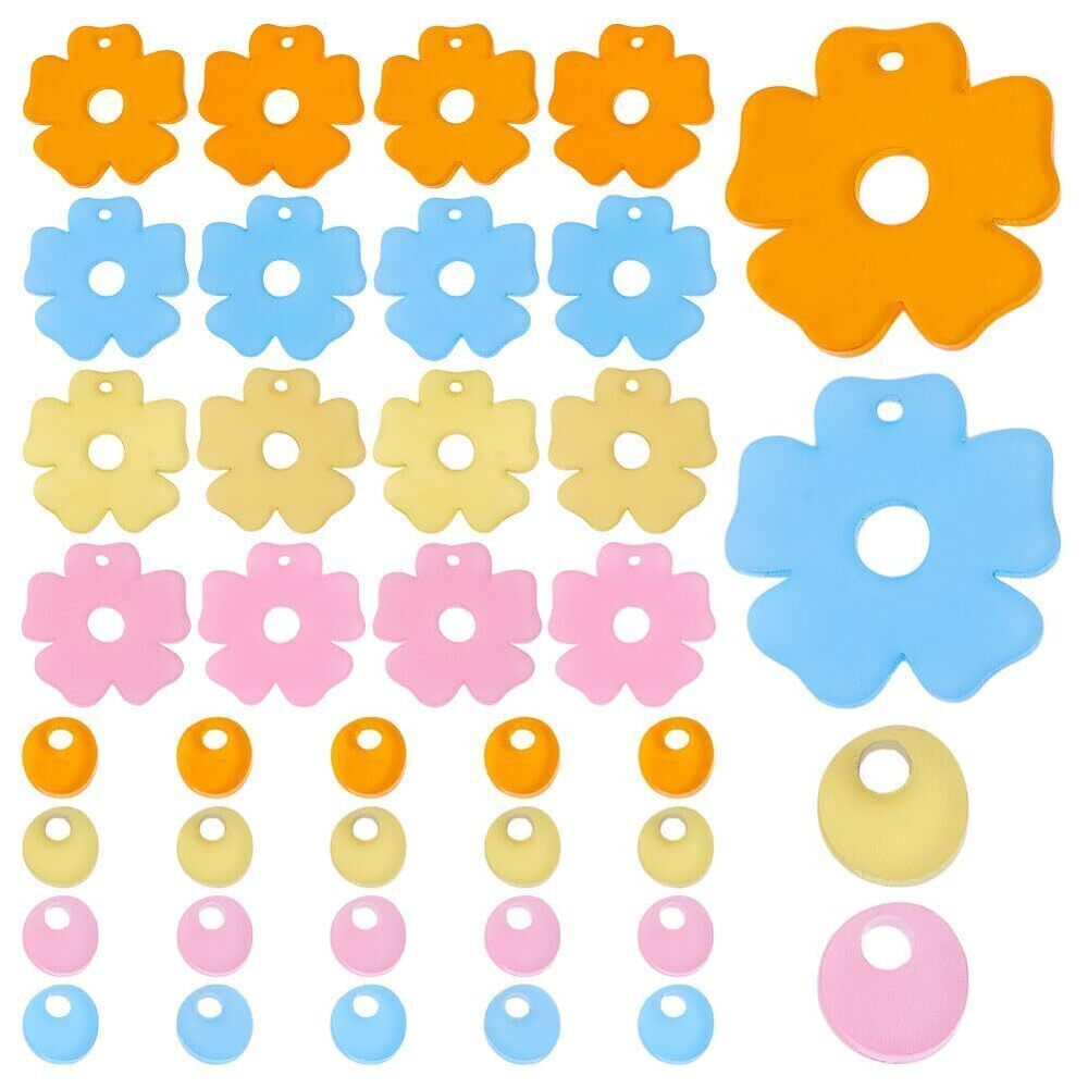 5690 24 Sets Acrylic Flower Earring Blanks, Multicolor Boho Earring